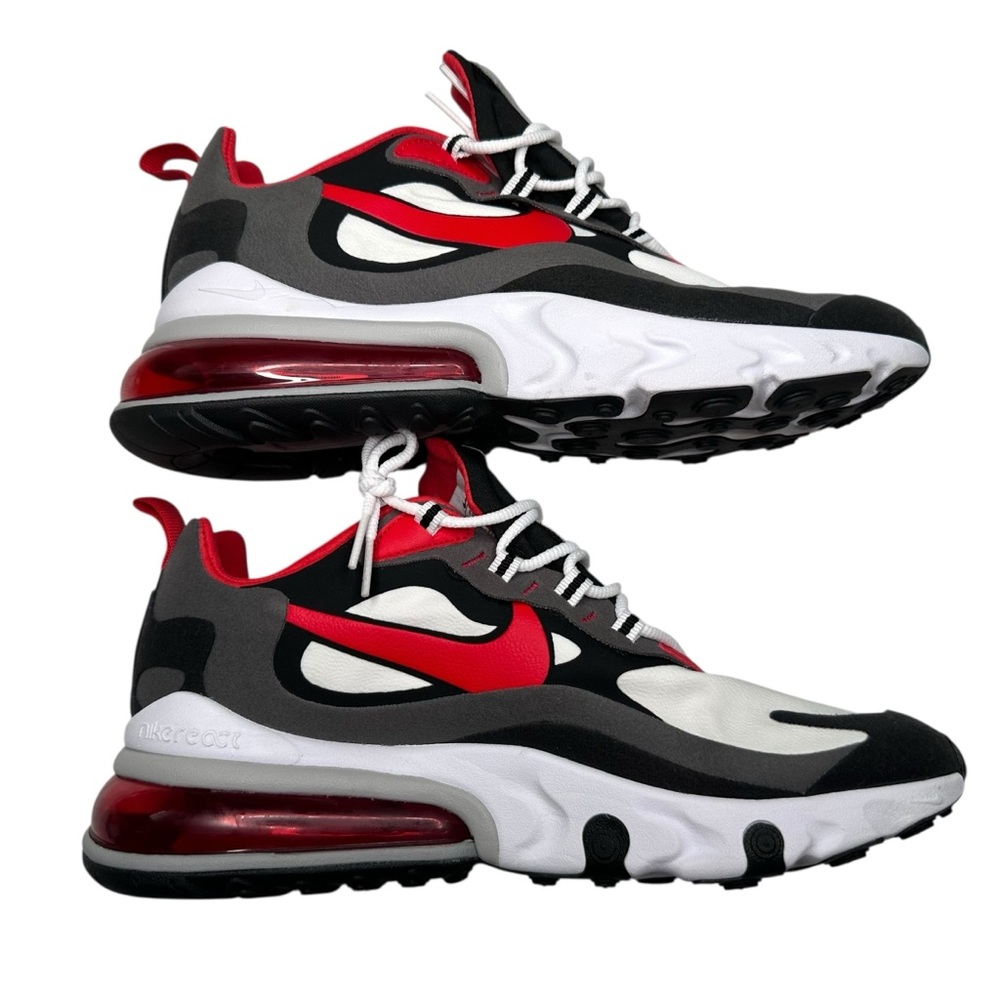 Men’s White, Black, Gray And Red Nike Air Max 270 React Sneakers Size 8